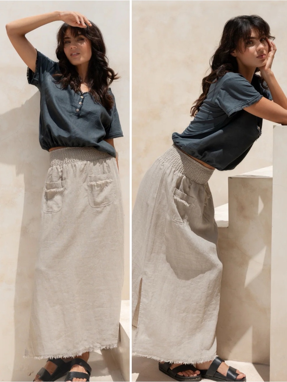 Nomad the Label Aurora French Linen Skirt Flax New without tags NWOT XXS
